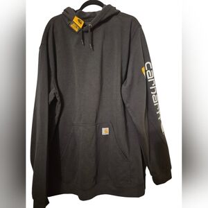NWT Carhartt Black Men's Loose Fit Midweight Logo Sleeve Sweatshirt 2XL TALL